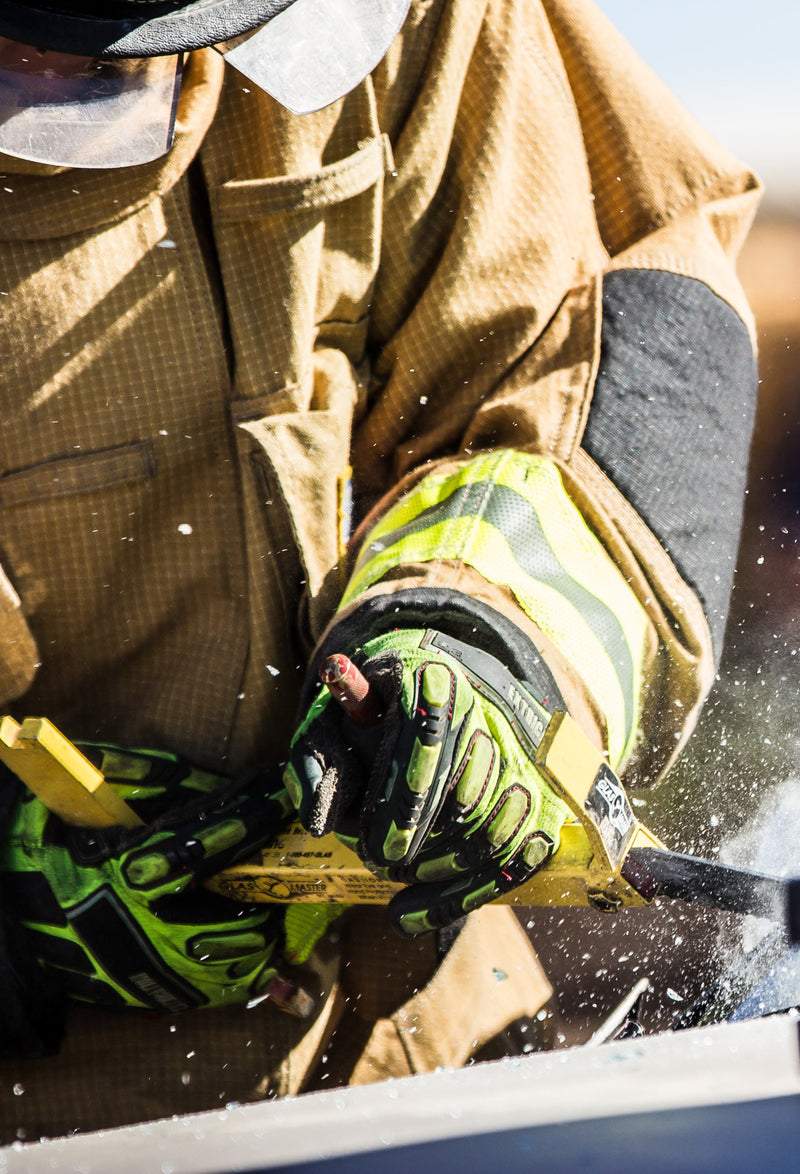 A firefighter using bunker gear